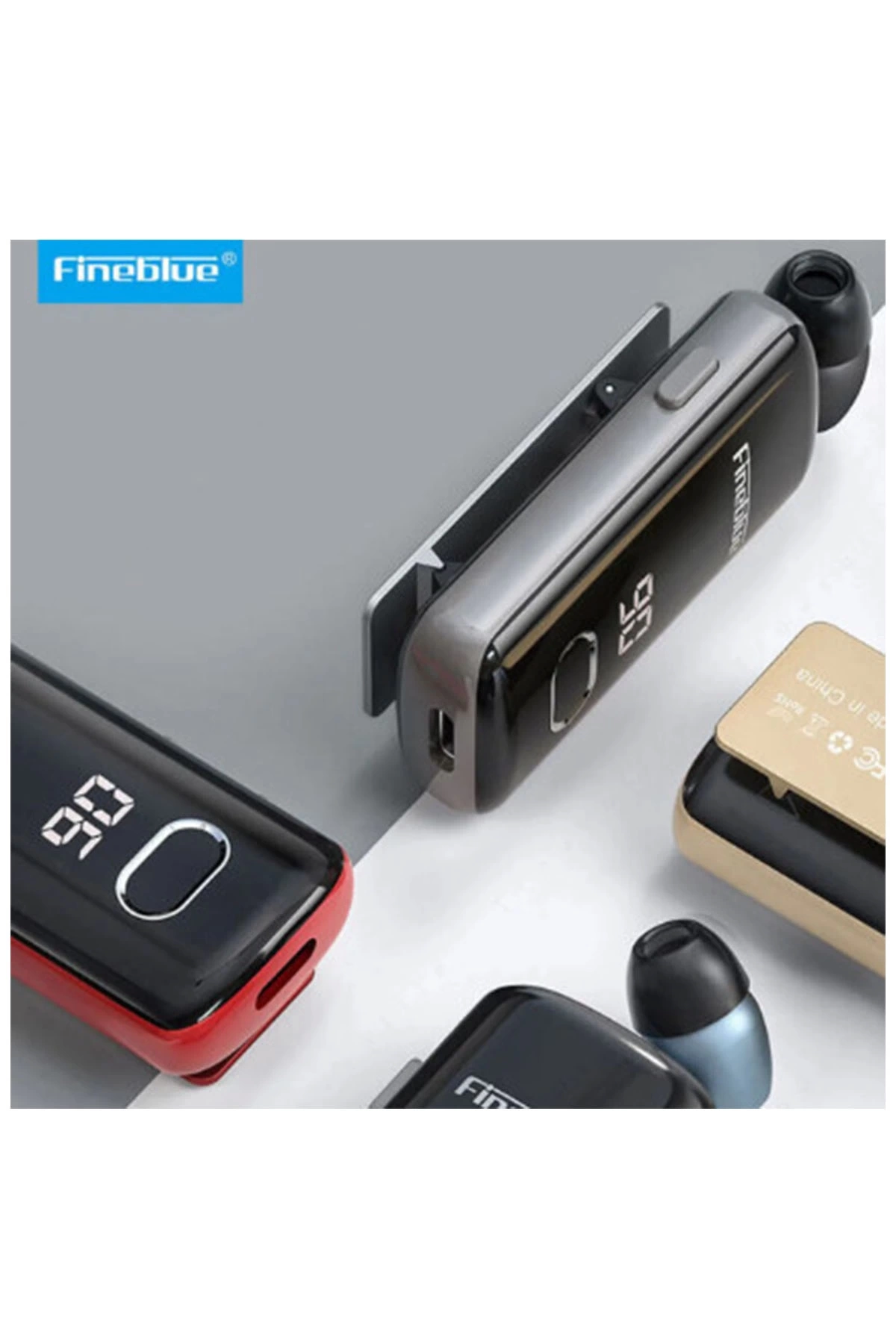 F580 Dijital Göstergeli Makaralı Titreşimli Bluetooth Kulaklık Gold - Görsel 3