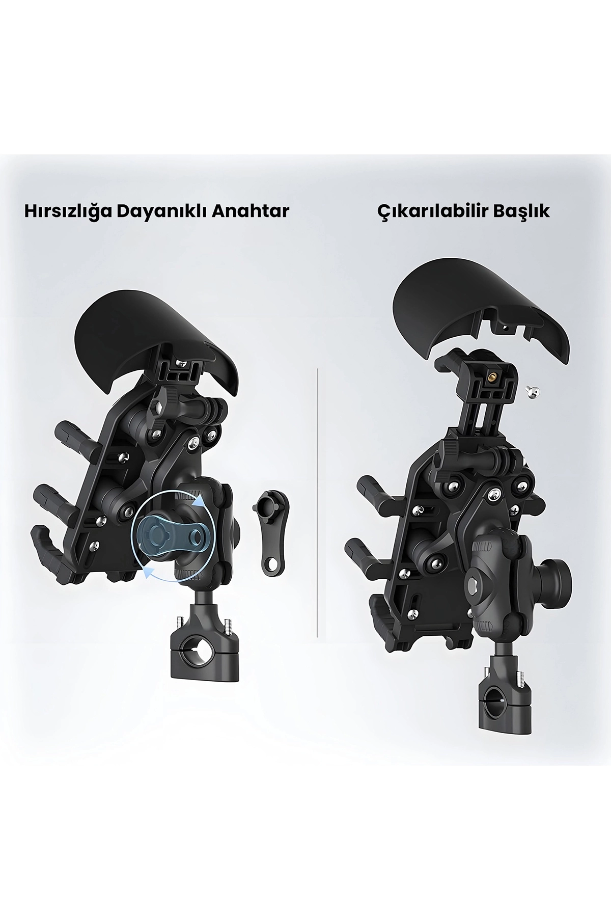 Gidon Bağlantılı Güneş Ve Yağmur Korumalı 360° Derece Ayarlanabilir Motosiklet Bisiklet Telefon Tutucu - Görsel 3