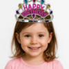 Gümüş Renk Happy Birthday Yazılı Doğum Günü Tacı 60 cm