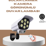 Güneş Enerjili LED Lamba + Güvenlik Kamerası Görünümlü– 5-8 m Hareket Algılamalı