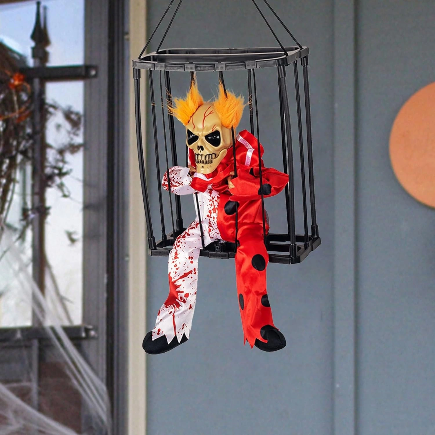 Hareketli Sesli Sensörlü Mahkum Joker İskelet Dekorasyon 22x27 Cm - Görsel 3