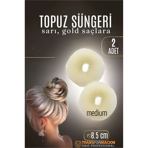 HSNET GOLD Mini Saç Topuz Süngeri 2 ADET 8.5 CM Çap 3.5 cm Kalınlık