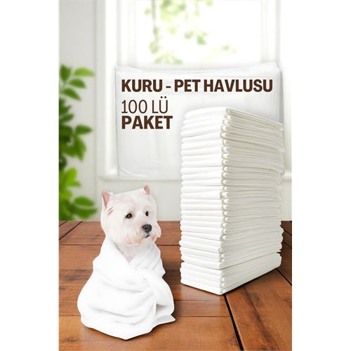 HSNET Pet Havlusu - Kedi Köpek Banyo Havlusu Tek Kullanımlık Kuru Havlu 40X80 CM 100 Adet