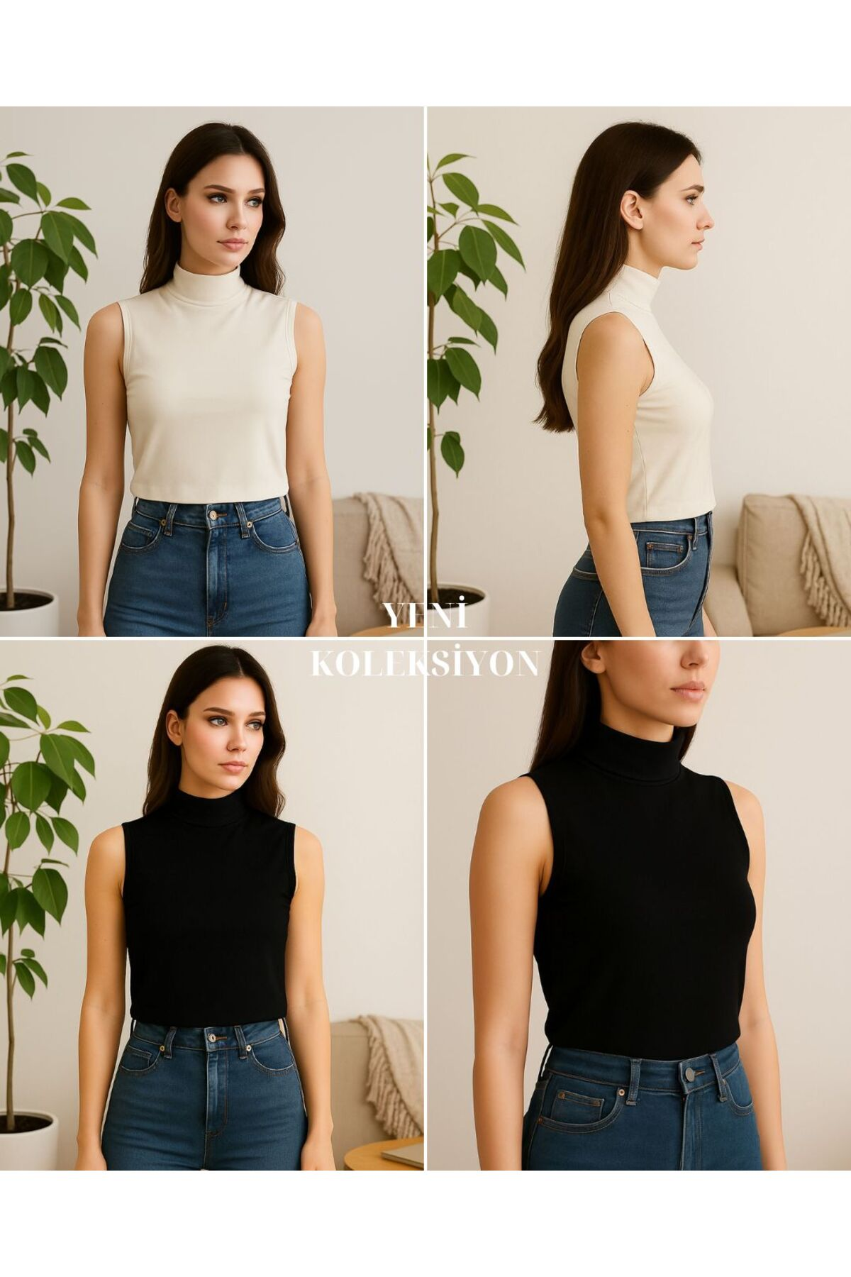 Kadın Kolsuz Body (2 Adet)-(17952)
