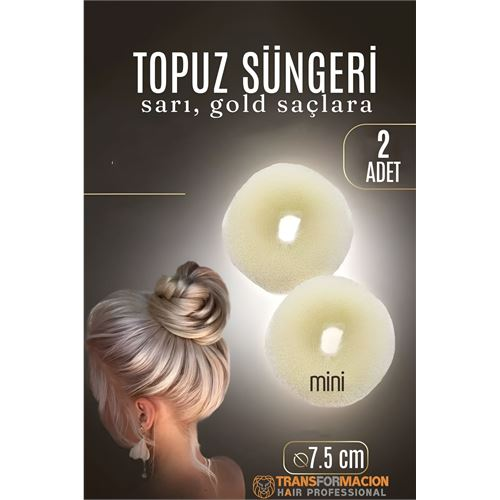 HSNET GOLD Mini Saç Topuz Süngeri 2 ADET 7.5 CM Çap 3 cm Kalınlık