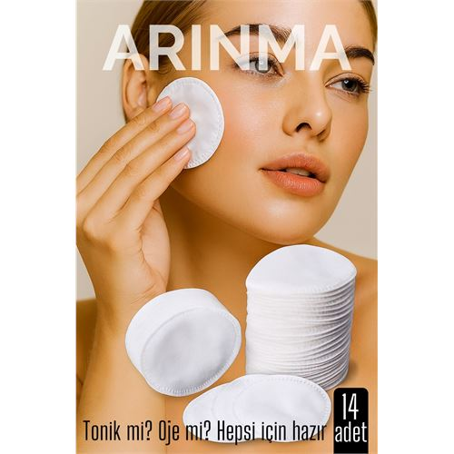 14'lü Kozmetik Disk Pamuk Premium Makyaj Temizleme Pamuğu Tonik ve Oje İçin Çift Taraflı Diskler