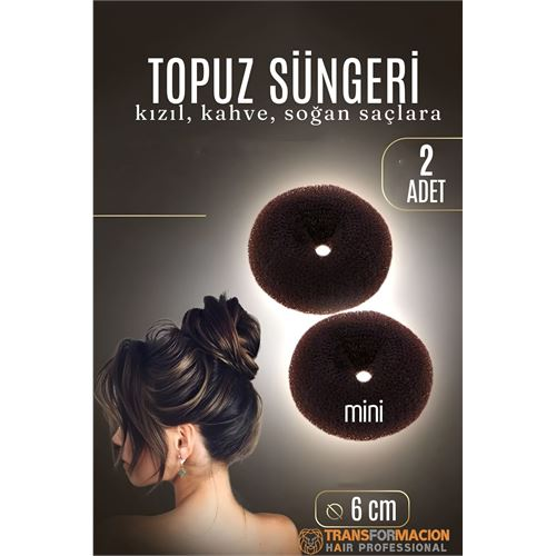 HSNET KAHVE Mini Saç Topuz Süngeri 2 ADET 6 CM Çap 2.5 cm Kalınlık