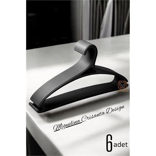 HSNET Tasarım Askı Seti 6 ADET Elbise Askısı M.Crisanta SİYAH