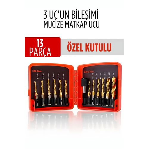 Mucize HSS 13'lü Kombinasyon Matkap Ucu Seti – Delme Havşa Diş Açma Tek Adımda