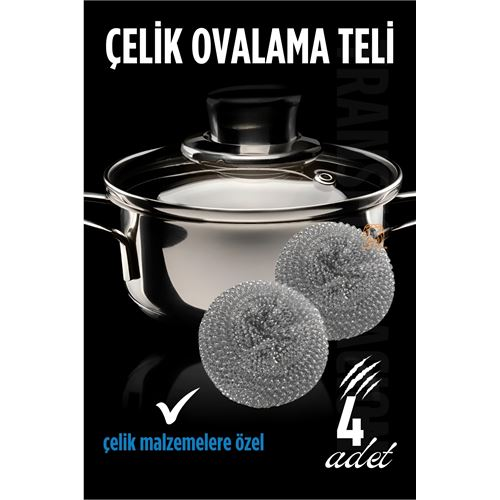 Çelik Bulaşık Ovalama Teli 4 Adet