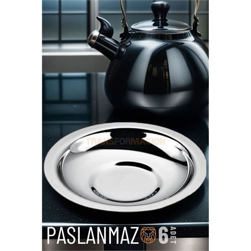 HSNET Veneta 6 Adet Metal Çay Tabağı Seti