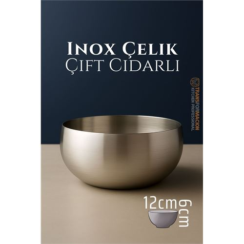 HSNET Çift Cidarlı Kase - Inox Çelik Kase 12 cm