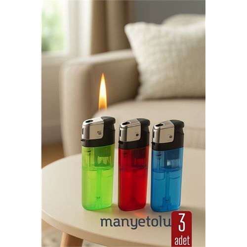 HSNET 3’lü Manyetolu Çakmak Seti – Renkli Şeffaf Gövde | Güvenli ve Uzun Ömürlü Kullanım
