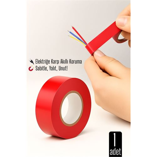 KIRMIZI Elektrik Bandı – Yüksek Yalıtım Gücü Kablo Sabitleme ve Elektrik Koruma İçin