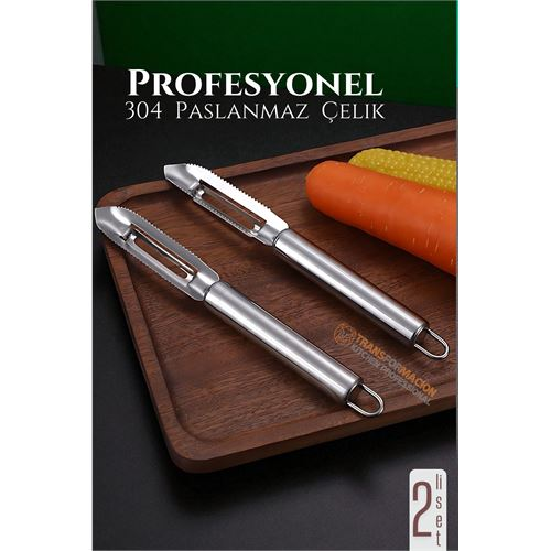 HSNET Soyacak Seti - Sebze Soyacağı Kabak Oayacağı Profesyonel Paslanmaz Çelik 2 li SET