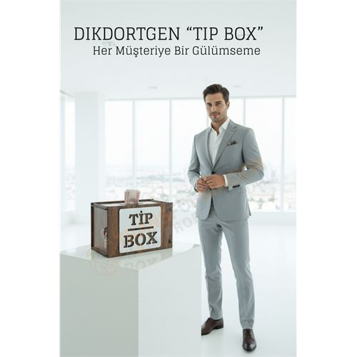 Lazer Kesim Ahşap Tip Box – Bahşiş Kutusu | 21x12x13 cm Dekoratif Kutu