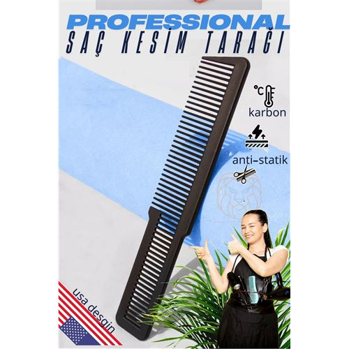 HSNET Saç Kesim Tarağı Saç Şekillendirme Düzeltme Tarağı SİYAH