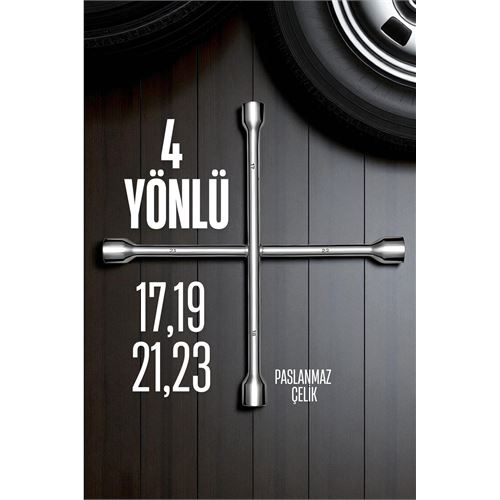 HSNET Bijon Anahtarı 4 Uçlu Çelik Bijon Anahtarı