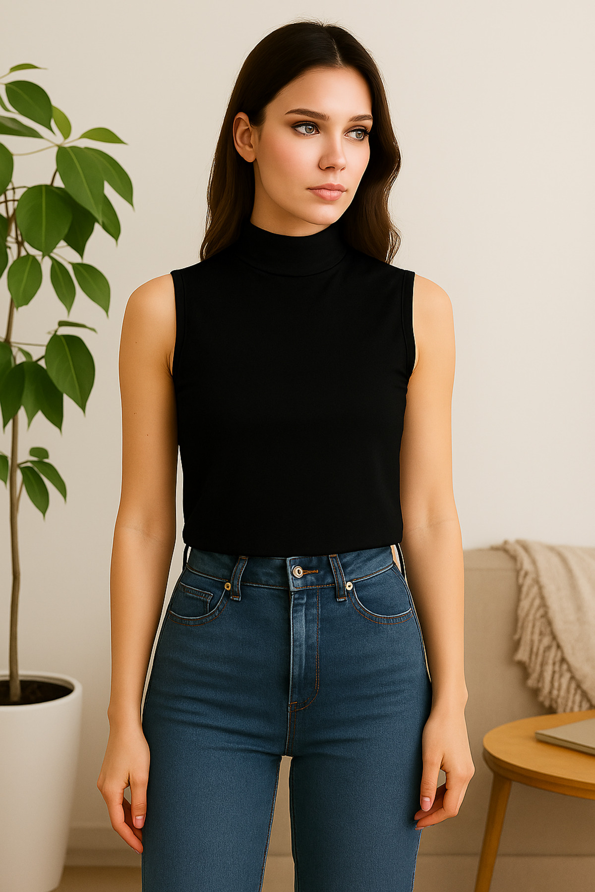 Kadın Kolsuz Body-(17952)