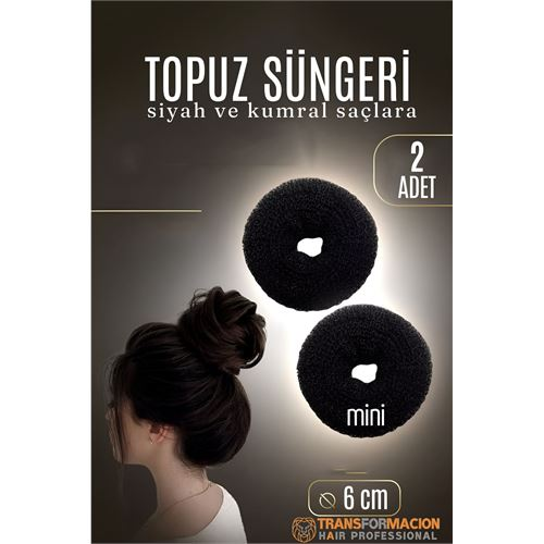 HSNET SİYAH Mini Saç Topuz Süngeri 2 ADET 6 CM Çap 2.5 cm Kalınlık