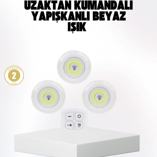 Kablosuz Gün Işığı 3’lü LED Spot Lamba Kumandalı