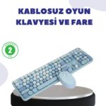 Kablosuz Retro Klavye ve Mouse Seti – 104 Tuşlu