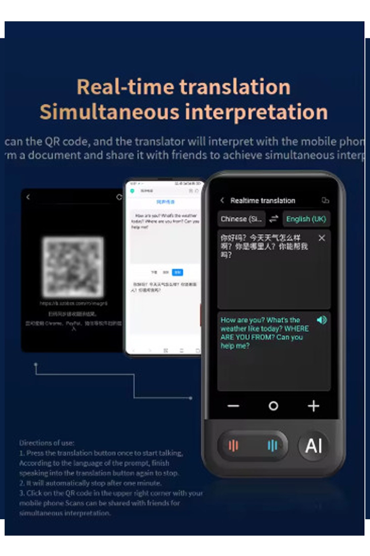 Kameralı 140 Dilde Wifi Özellikli Translator Elektronik Çeviri Cihazı Türkçe Menü - Görsel 3