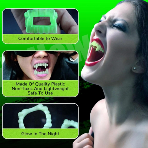 Karanlıkta Parlayan Fosforlu Çift Damak Takma Vampir Dişi