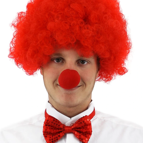 Kırmızı Renk Kıvırcık Afro Palyaço Seti