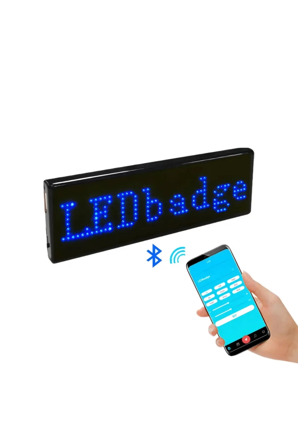 Matrix Kayan Led Yaka Rozeti Mobil Kontrollü Dijital Etiket 9×3cm - Görsel 3
