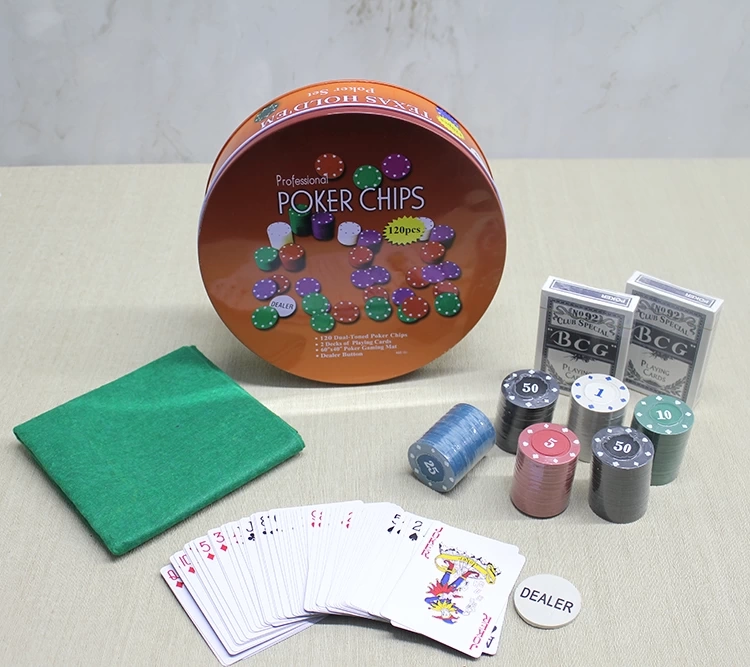 Metal Kutulu 120 Chip Ve 2 Adet İskambil Kağit Setine Sahip Poker Oyunu Alk3535