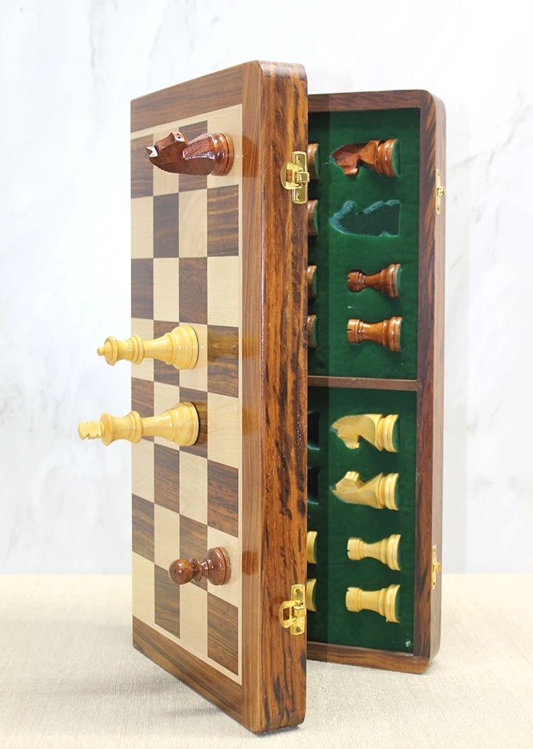 Mıknatıs Taşlı Ahşap Katlanabilir Kutulu Satranç Oyunu 40 Cm G225 - Görsel 3
