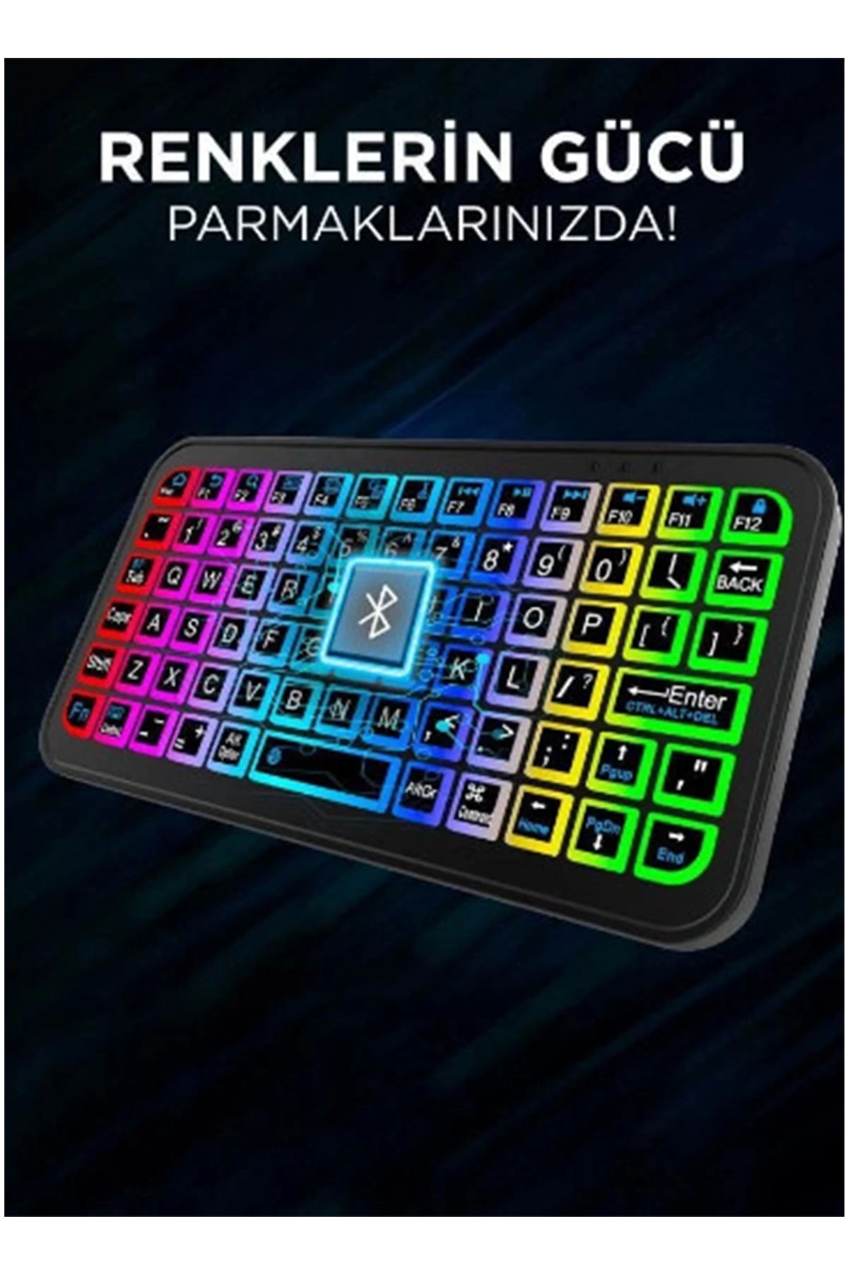 Mini Klavye Smarttv Işıklı Bluetooth Kablosuz Televizyon Ps3 Dizüstü Tabletler Ve Telefonlar İçin - Görsel 3