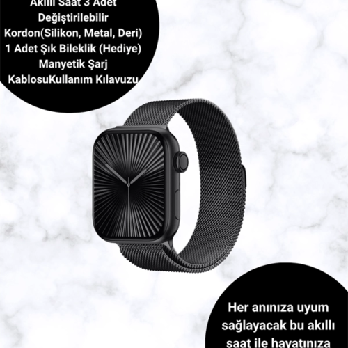 Mini Series 10 Akıllı Saat | 3 Kordon + Bileklik Hediyeli