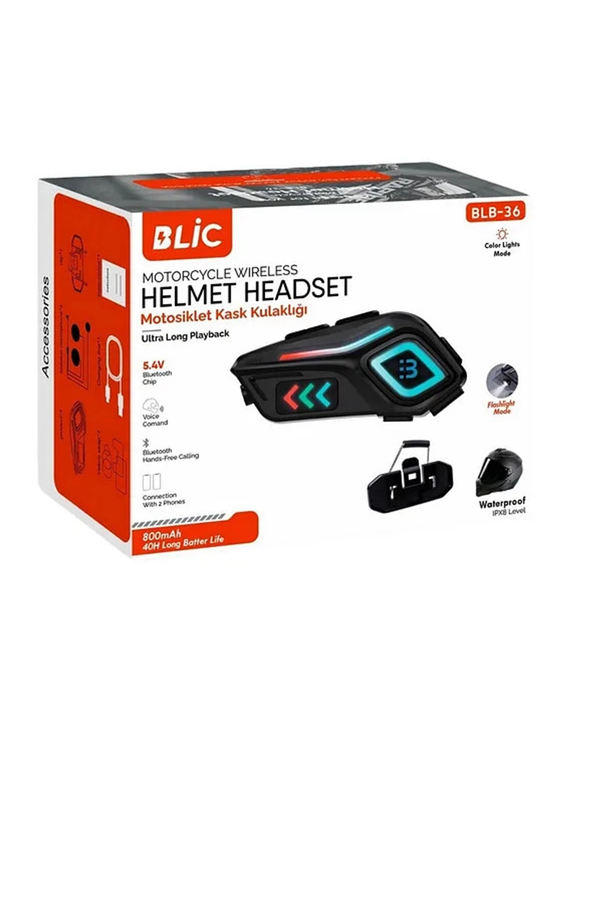 Motor Kask Kulaklık Rgb Modlu Motosiklet Kulaklık Su Geçirmez 5.4 Bluetooth Intercom Blb_36 - Görsel 3
