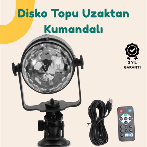 Müzik Ritmine Uyumlu 7 Modlu Renkli Disko Topu Işığı