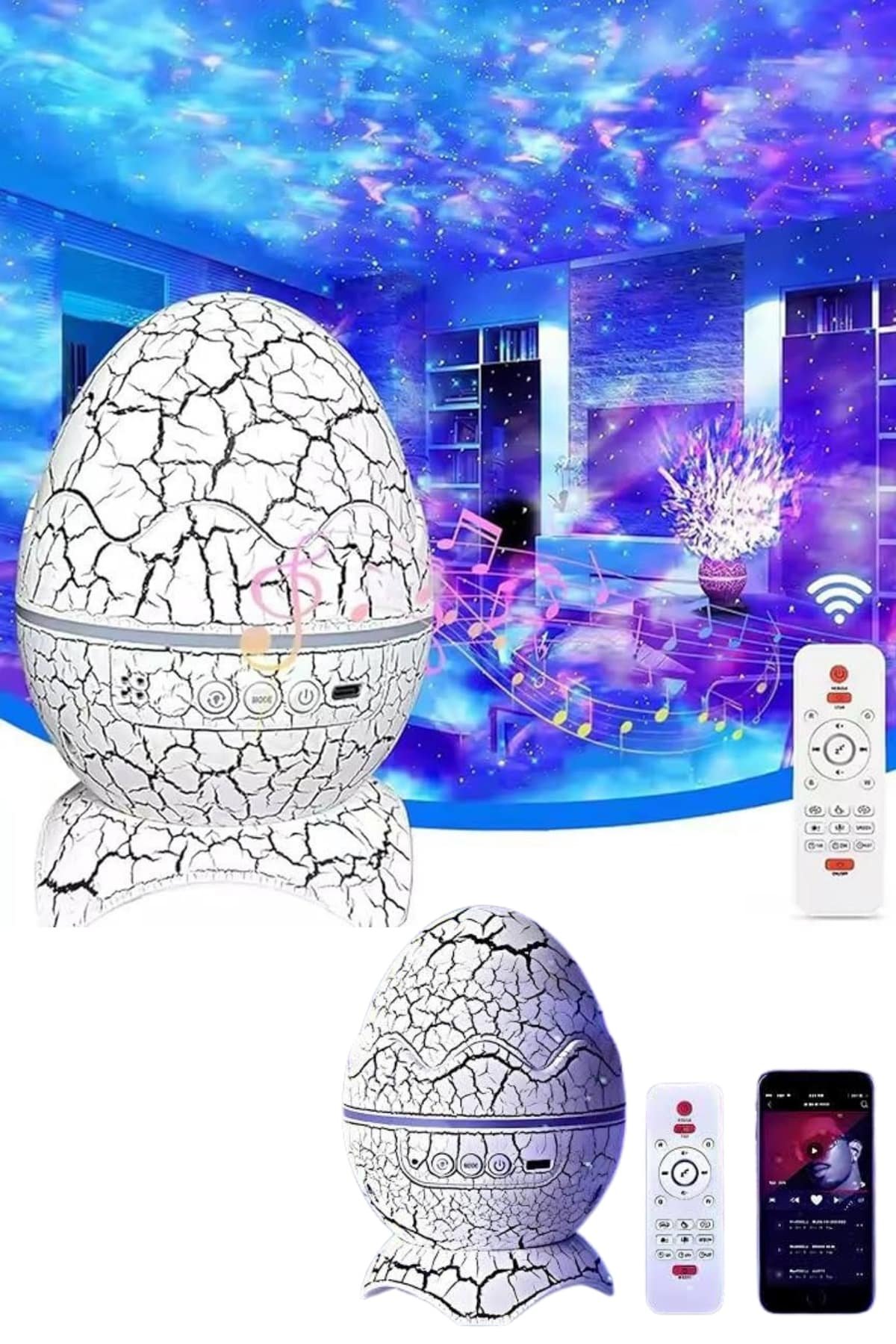 Najmaddin.com 2 1373 700x1050 Bluetooth Hoparlör Dinozor Yumurtası Gece Masa Lambası Projektör najmaddin.com oturma odasında da şık bir aksesuar olarak kullanılabilir. Farklı ortamlarda rahatlıkla kullanılabilecek bir atmosfer yaratmak için ideal bir üründür. İster romantik bir akşam
