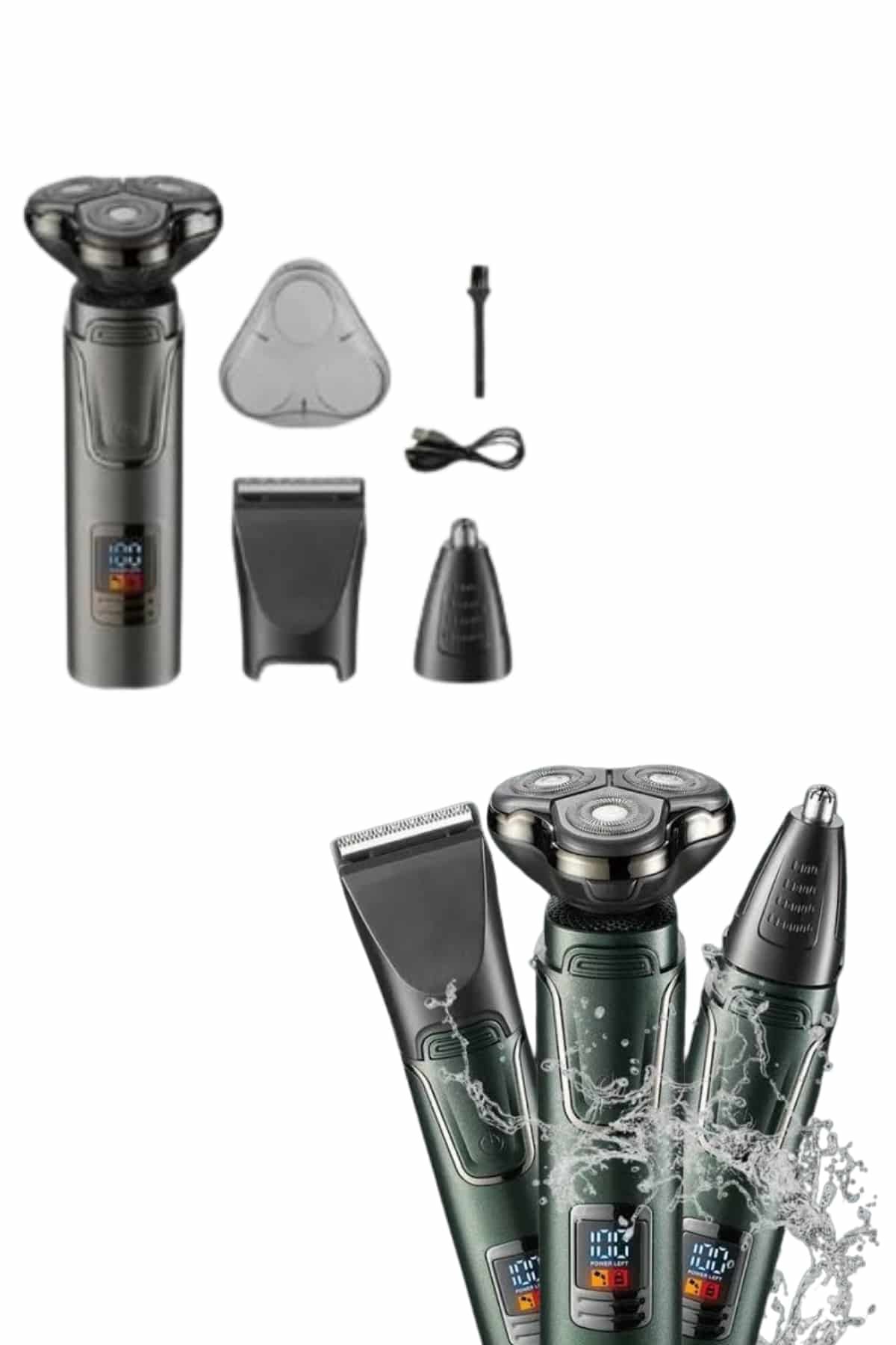 Najmaddin.com 2 1439 700x1050 Tıraş Makinesi Profesyonel 3in1 Dijital Göstergeli 3 Başlıklı Erkek Bakım najmaddin.com su ve tıraş köpüğüne gerek kalmadan