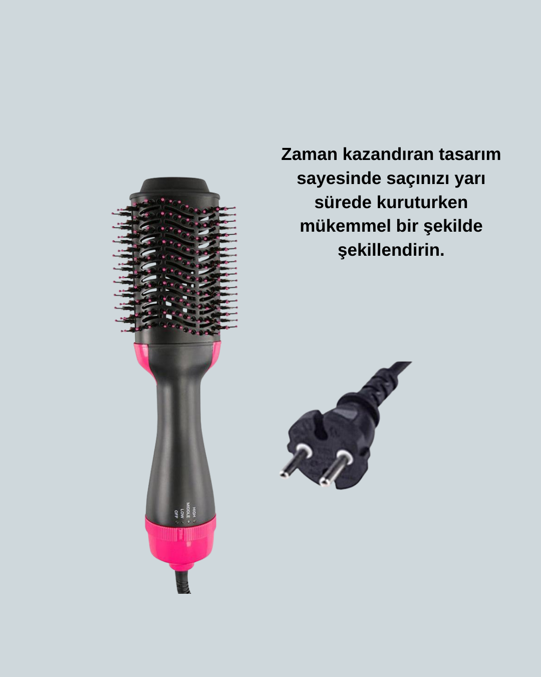 Najmaddin.com 2 1485 700x875 Oval Tasarımlı Profesyonel Fönlü Saç Şekillendirici najmaddin.com elektriklenmeyi önlerken saç tellerini besleyerek yumuşaklık kazandırır.Oval tasarımı