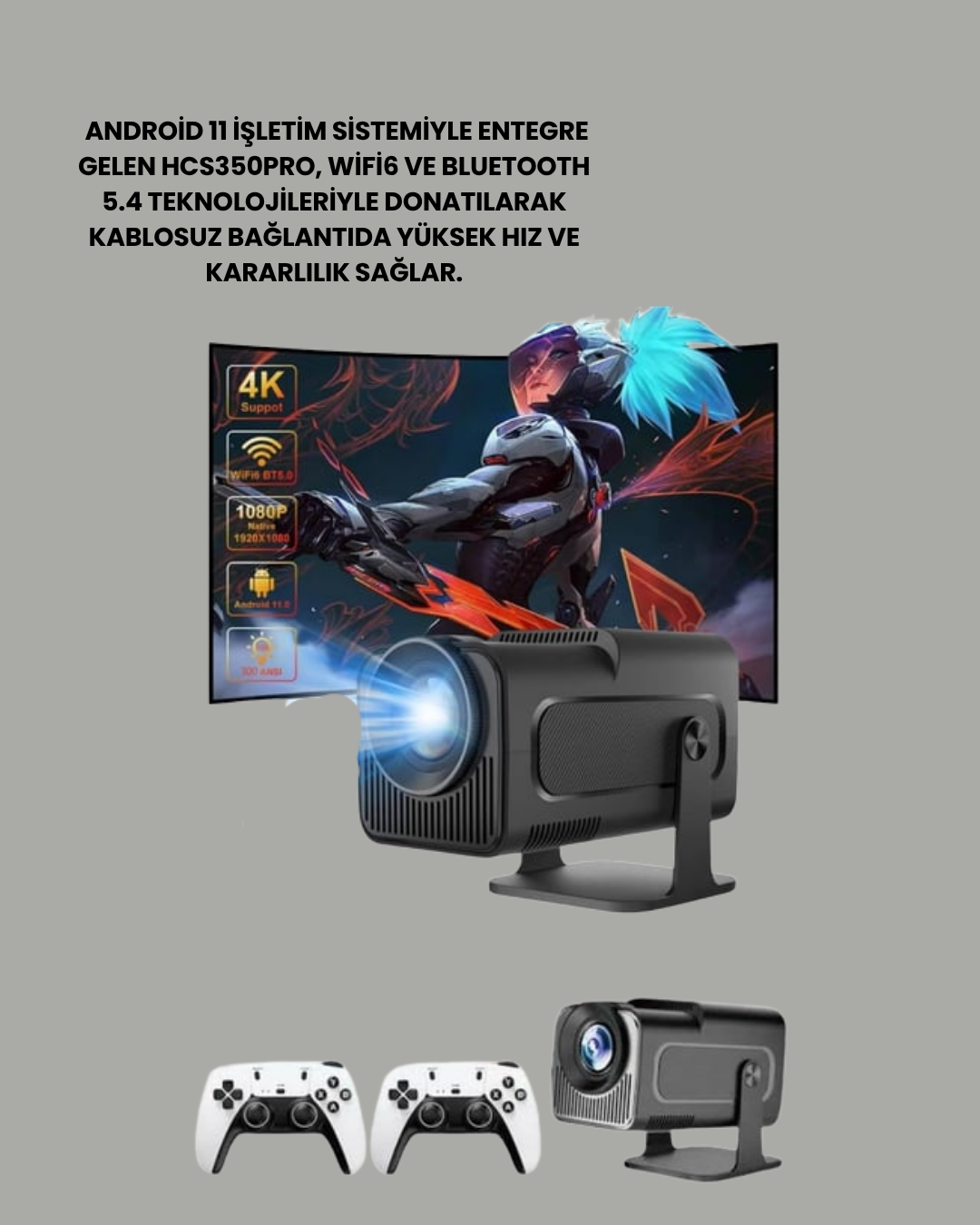 Najmaddin.com 2 1643 700x875 HCS350pro Android 11 İşletim Sistemli Mini Projektör najmaddin.com canlı ve detaylı görüntüler elde edilir. LED ışık teknolojisi sayesinde daha uzun süreli kullanım ve enerji verimliliği sağlanır. Sadece 1.5 kg ağırlığı ile taşıması kolaydır