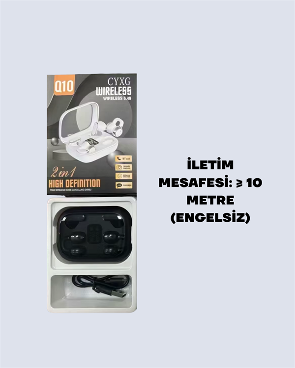 Najmaddin.com 2 2158 TWS Q10 Kablosuz Kulaklık – Şarj Kutulu Yüksek Ses Kalitesi Bluetooth 5.4 najmaddin.com kullanıcıya dokunmatik yüzey ile sezgisel ve pratik bir kontrol imkânı sunar. Kulaklığın yüzeyine hafifçe dokunarak müzik çalabilir