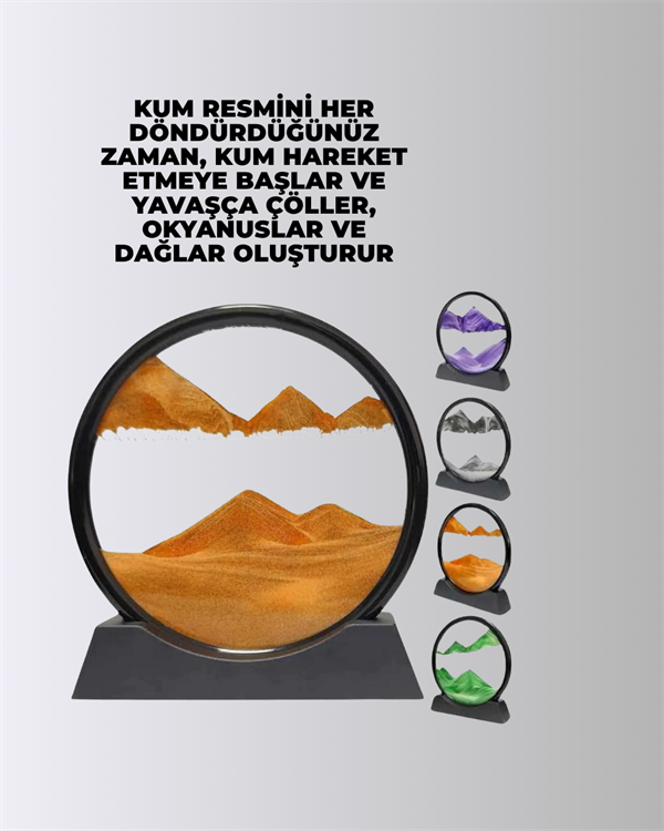 Najmaddin.com 2 2330 Döndürülebilir Dinamik Kum Tablosu – Stres Giderici Yüksek Kaliteli Cam ve Doğal Kum ile Sanatsal Masa Dekoru najmaddin.com asla aynı olmayan manzaralar sunar. Kumun yavaşça süzülerek dağlar