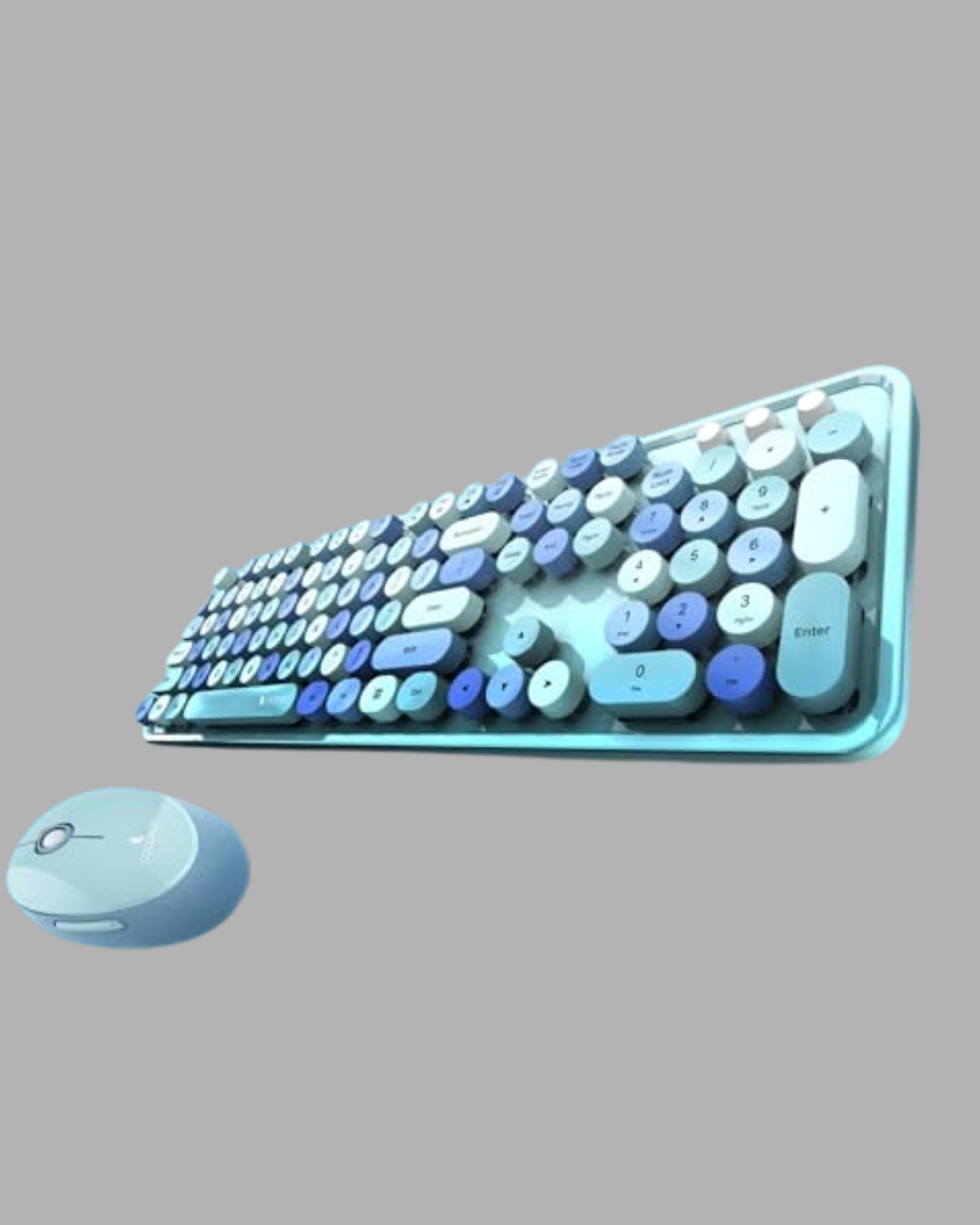 Najmaddin.com 2 568 700x875 Kablosuz Klavye ve Mouse Seti – Sessiz Tuş Retro Tasarım najmaddin.com 104 tuşlu tam boy klavyesiyle daktilo tarzı bir tasarımı modern işlevsellikle birleştiriyor. Yüksek tuş yapısı mekanik bir his verirken