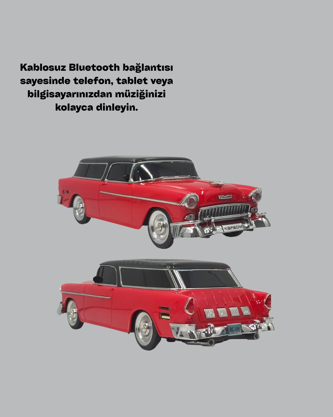 Najmaddin.com 2 751 700x875 Retro Araba Şekilli Kablosuz Bluetooth Hoparlör najmaddin.com yüksek parlak boya ve LED ışıklarıyla dekoratif bir obje görünümündedir. Bluetooth özelliği sayesinde akıllı telefon
