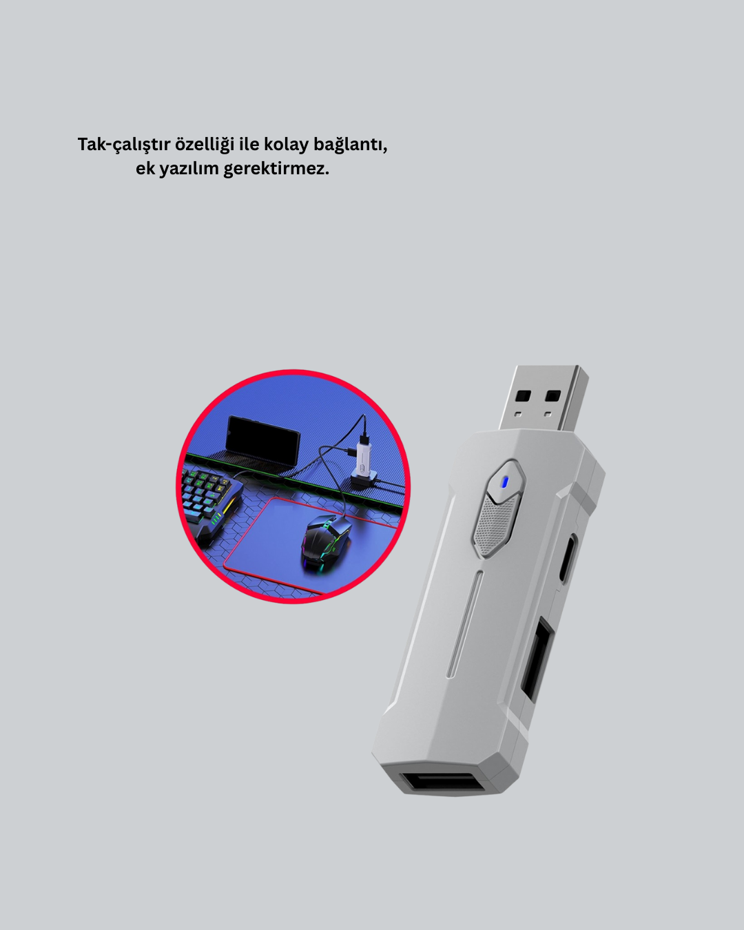 Najmaddin.com 4 1027 700x875 5’i 1 Arada Mobil Oyun Seti Klavye Mouse Dönüştürücü iOS & Android najmaddin.com düşük gecikme süresiyle komutlarınızı anında işler. Dönüştürücü