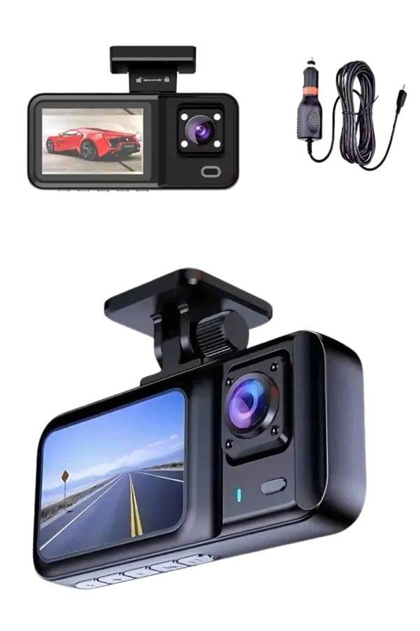 Najmaddin.com 4 1358 1080p Sürüş Kaydedici 2 İnç Araç Araba Ön İç Arka DVR IPS Ekran najmaddin.com biri de arka olmak üzere üç ayrı kamera ile donatılmıştır. Ön kamera 1080P Full HD çözünürlük sunarken