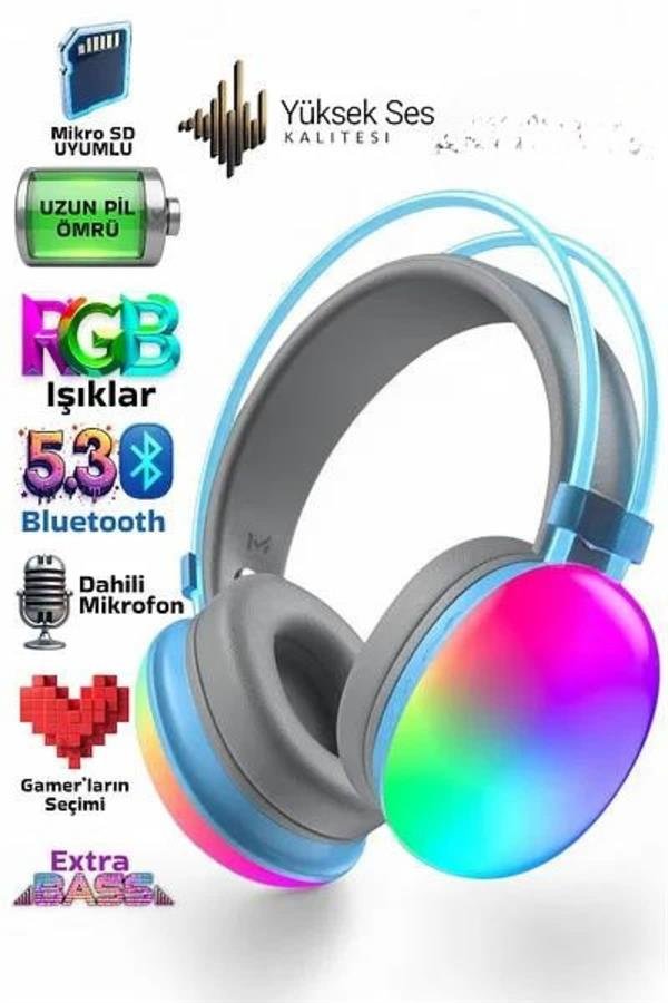 Najmaddin.com 4 1385 Unısex Yüksek Ses Kaliteli Yumuşak Kılıflı Kablosuz Kulak Üstü Bluetooth Kulaklık najmaddin.com kullanıcıyı sesin merkezine taşıyan sürükleyici bir ortam yaratır. Göz alıcı RGB ışık efektleri