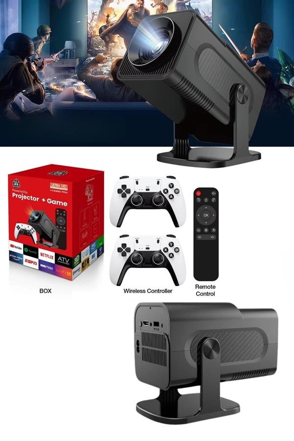 Najmaddin.com 4 1464 4K Android Smart Wi-fi Çift Kollu Projeksiyon Game Box Kumandalı Taşınabilir najmaddin.com kolay taşınabilirliğiyle hem ev içinde hem de açık hava aktivitelerinde rahatlıkla kullanılabilir.Android 11 işletim sistemiyle entegre gelen HCS350pro