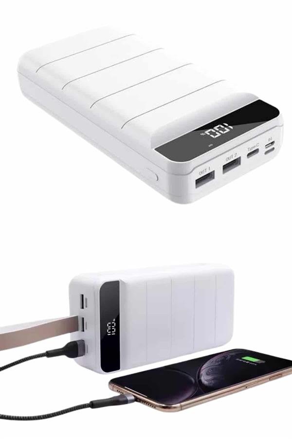 Najmaddin.com 4 1516 50.000 Mah Powerbank Turbo Hızlı Led Göstergeli Android İOS Uyumlu Taşınabilir Askılı najmaddin.com LED flaşı ile karanlık ortamlarda pratik bir ışık kaynağı elde edebilirsiniz.Taşımayı kolaylaştıran silikon tutma askısı ve sağlam dış yapısı sayesinde seyahat