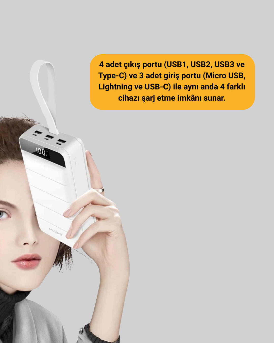 Najmaddin.com 4 252 700x875 Çoklu Cihaz Uyumlu LED Ekranlı 50000 mAh Powerbank najmaddin.com kısa devre ve sıcaklık artışlarına karşı tam koruma sağlar. Kompakt yapısı sayesinde sırt çantasında veya araçta kolay taşınabilir.